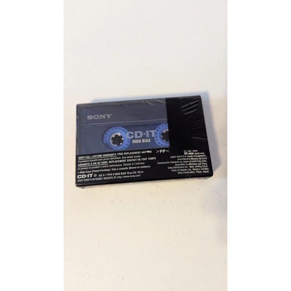 Sony CD-IT Slide Case 90 min High Bias Blank Audio Cassettes - New